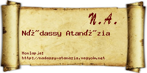 Nádassy Atanázia névjegykártya